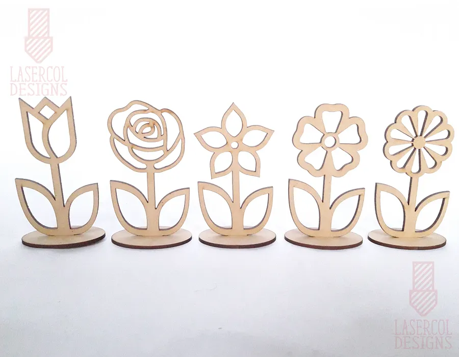 Flowers - Set 1 - (Two Sizes, Five Styles) - Laser Cut Files product image (10)