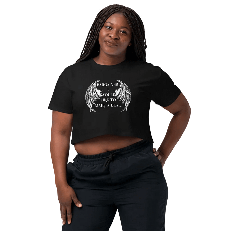 Bargainer Calling Card Women's Premium Crop Top product image (3)