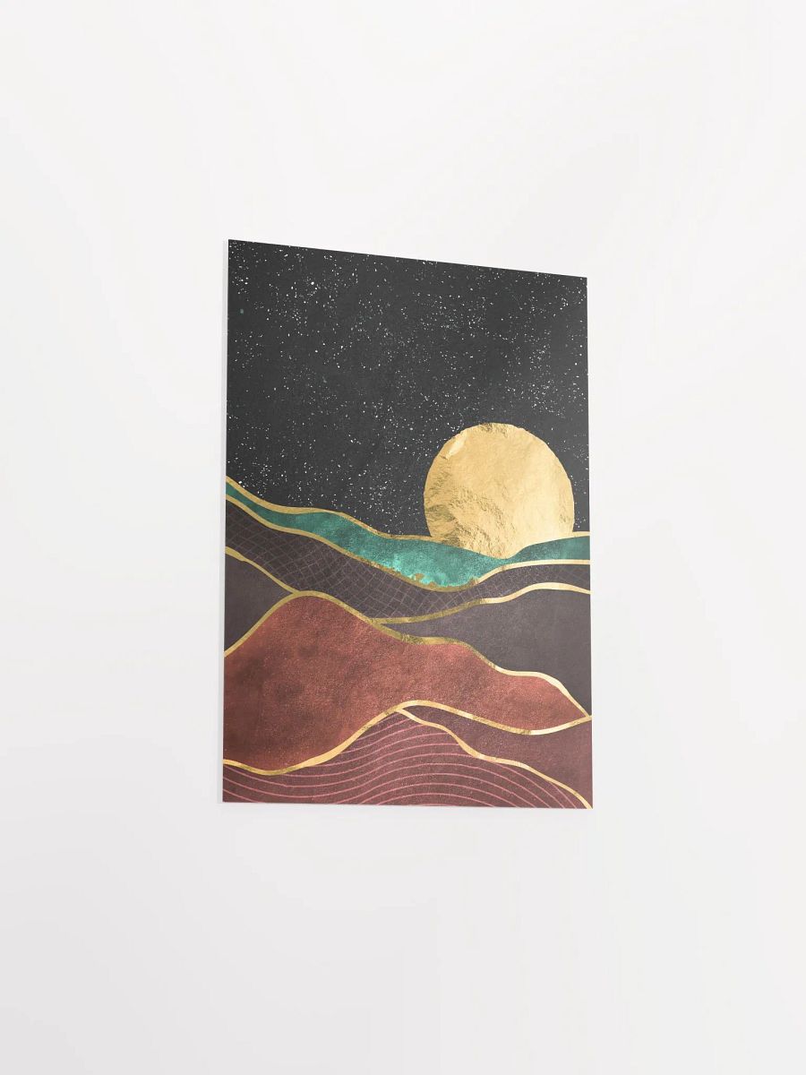 Golden landscape with moon #1 — Japanese golden poster, travel poster, aesthetic poster product image (8)