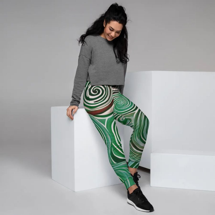 Funky Cool Green Liquid Tie-Dye Women's Joggers product image (8)