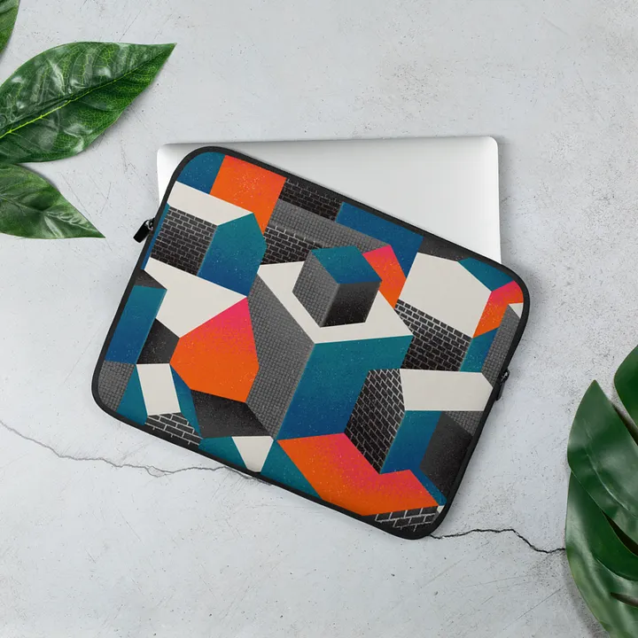 Blue/Orange Geometric Laptop Sleeve product image (2)