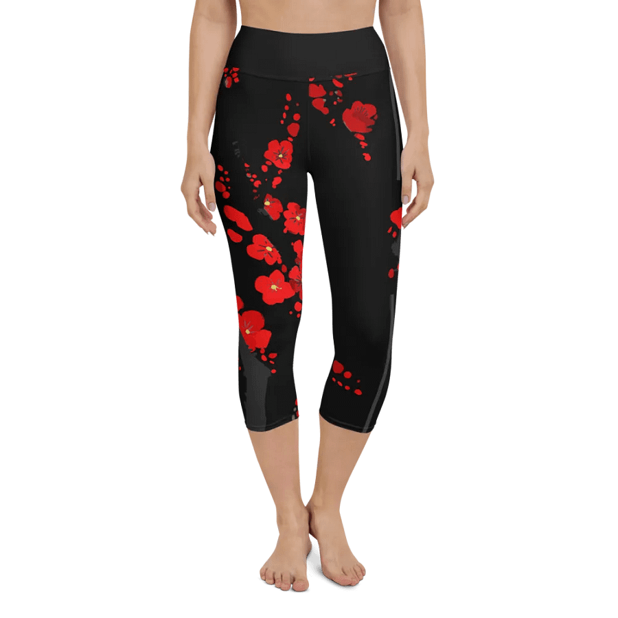 Sakura Blossom Burst - Yoga Print Leggings Black product image (5)
