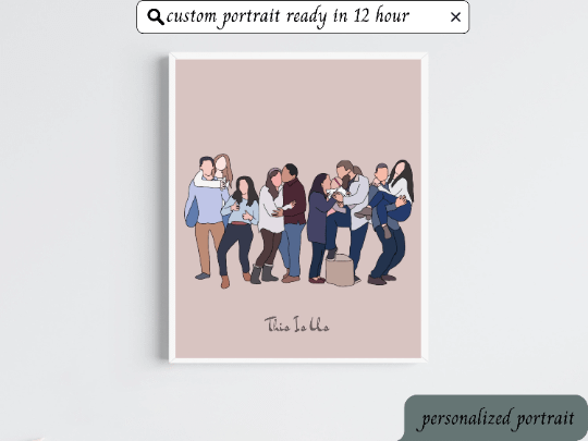 Custom Portrait, Minimalist Couple Portrait, Cute Cartoon Illustration, Personalized Print, Valentine Gift, Couple Memory Digital Gift product image (12)