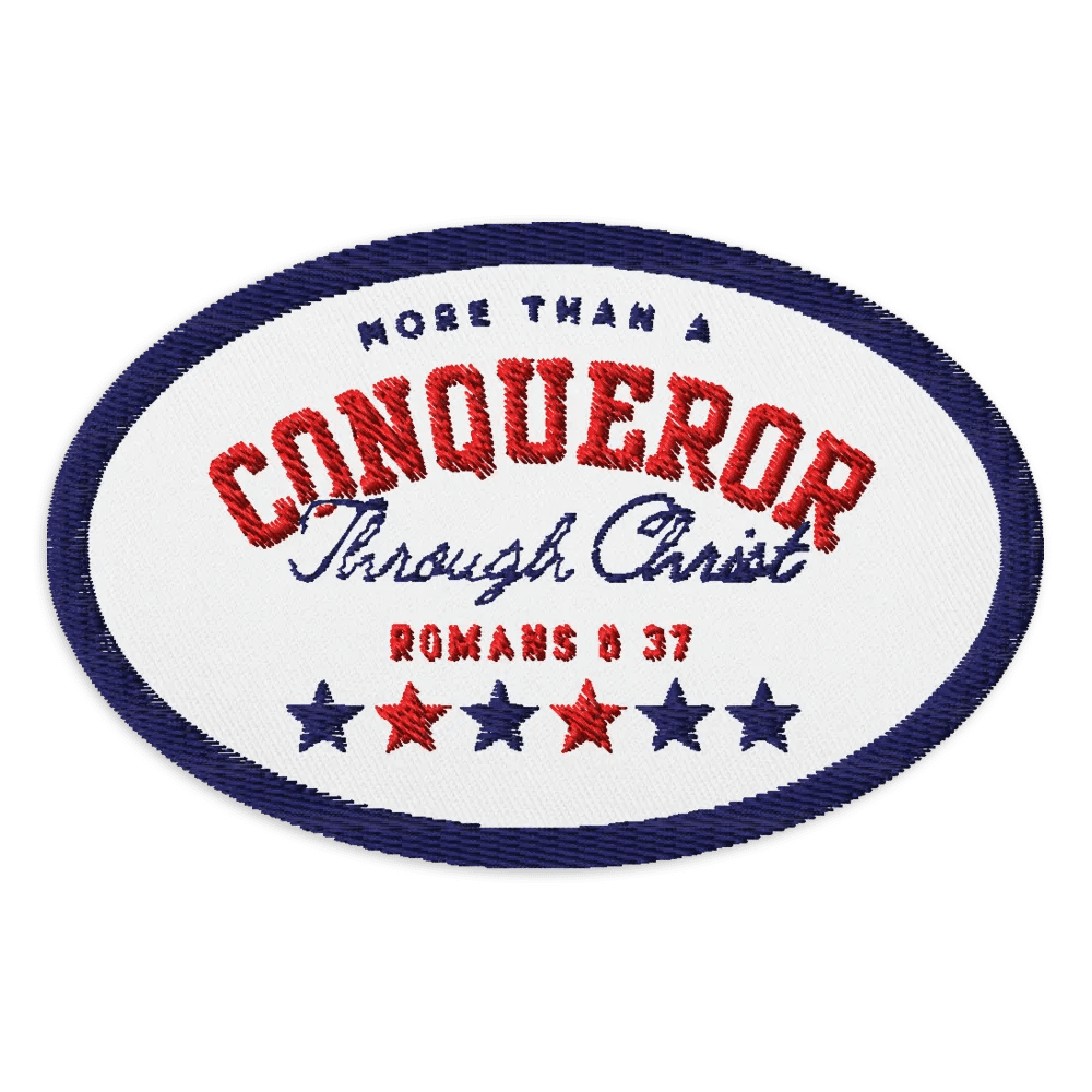 More Than a Conqueror Denim Patch product image (1)