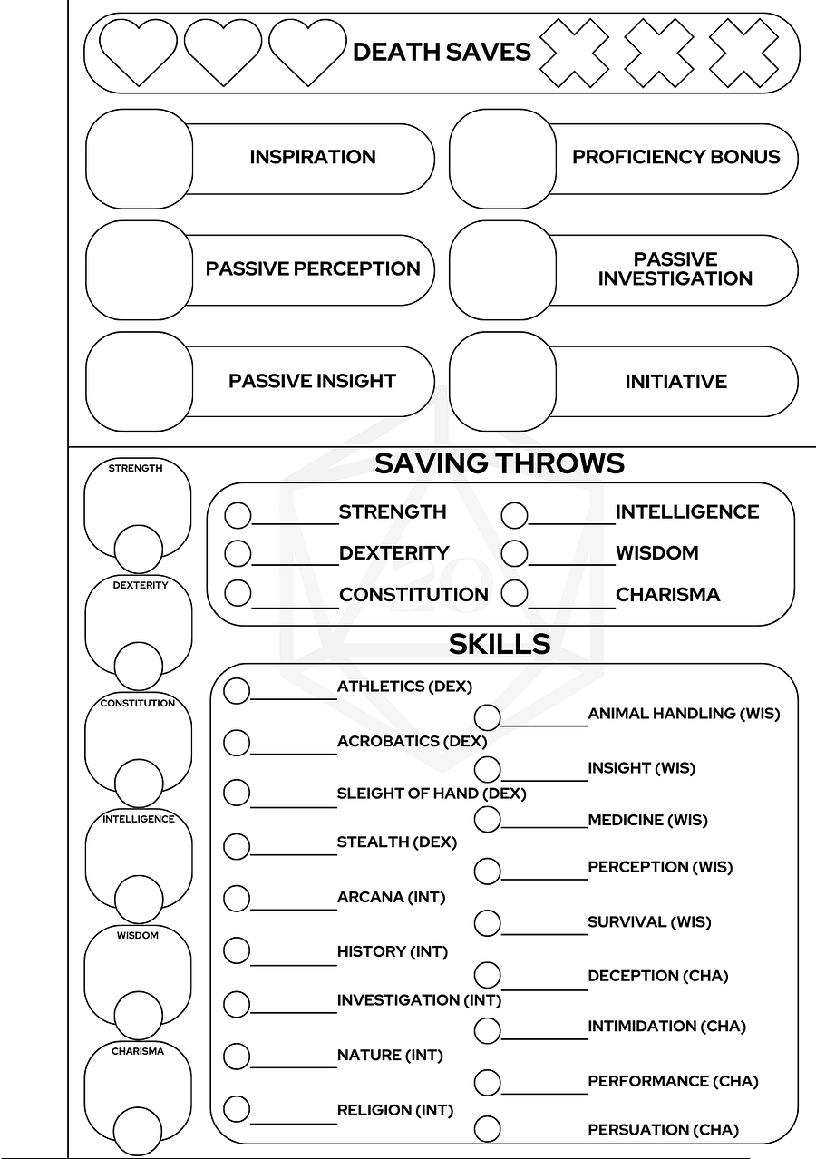 Simple A5-Sized Dungeons & Dragons Character Sheets product image (2)