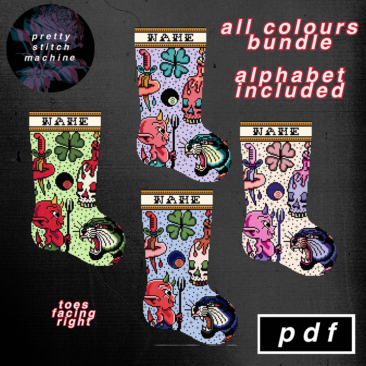 Traditional Tattoo Flash First Edition Holiday Palette Right-Facing Christmas Stocking Pattern Bundle product image (1)