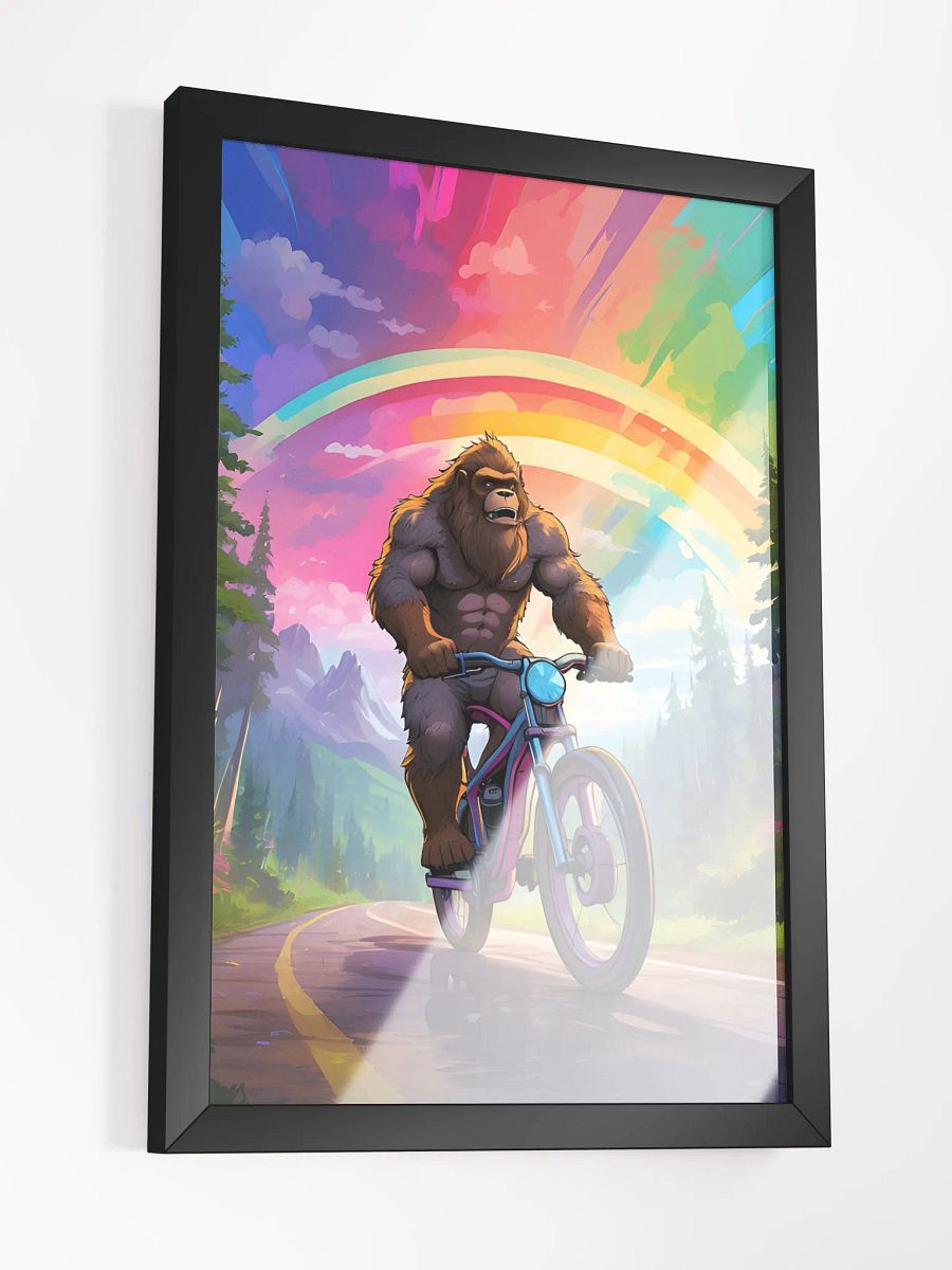 Bigfoot Riding a Motorcycle Framed Poster product image (4)