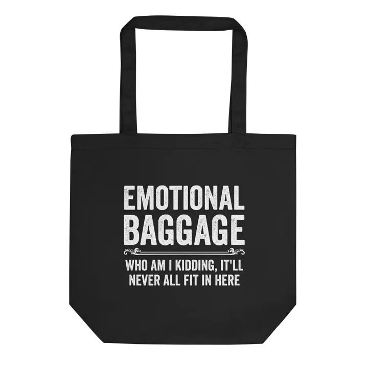 Emotional Baggage Who Am I Kidding reusable cloth tote bag product image (1)