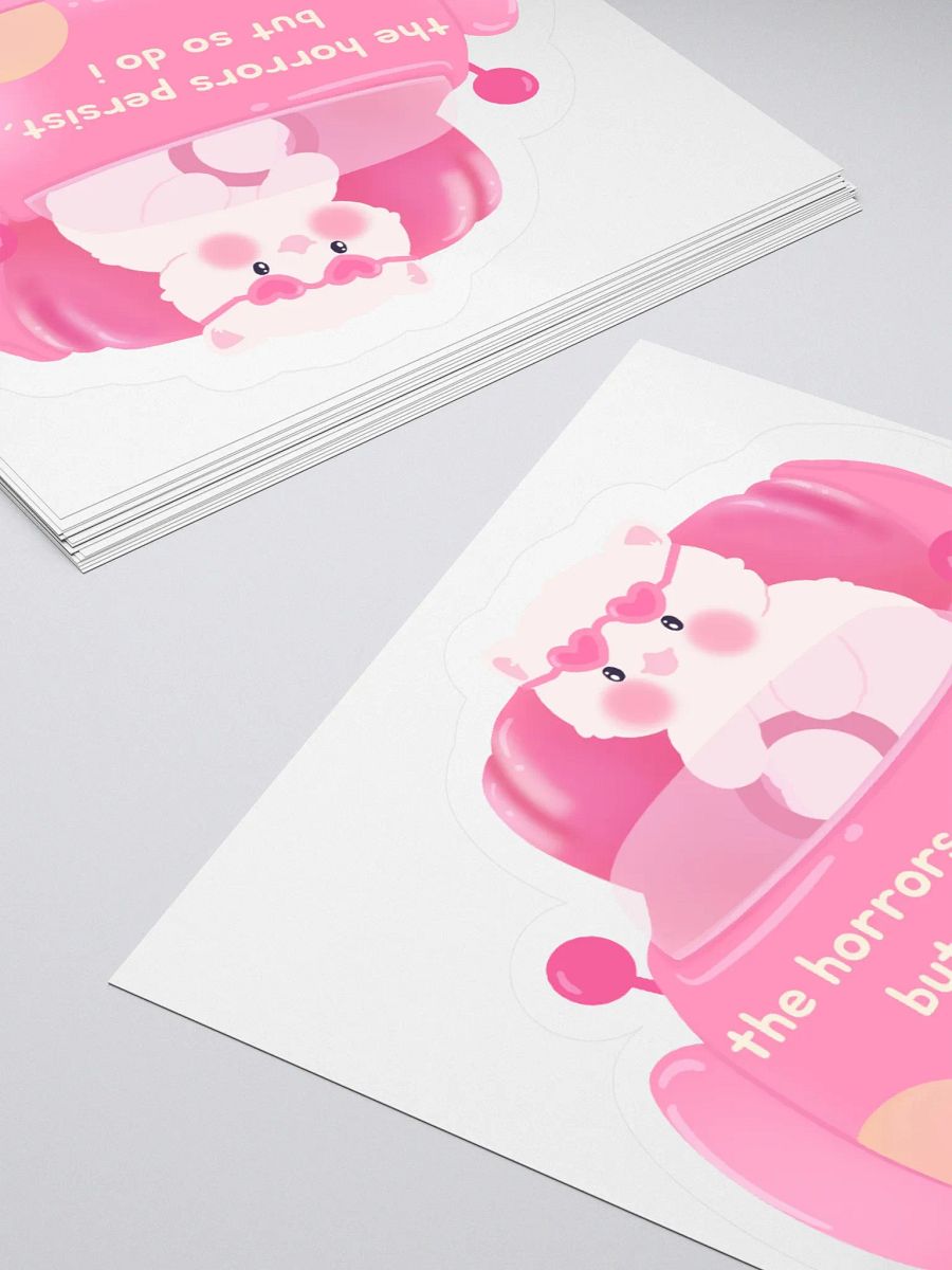 Horrors persist but so do i, White cat in Pink car Sticker product image (10)