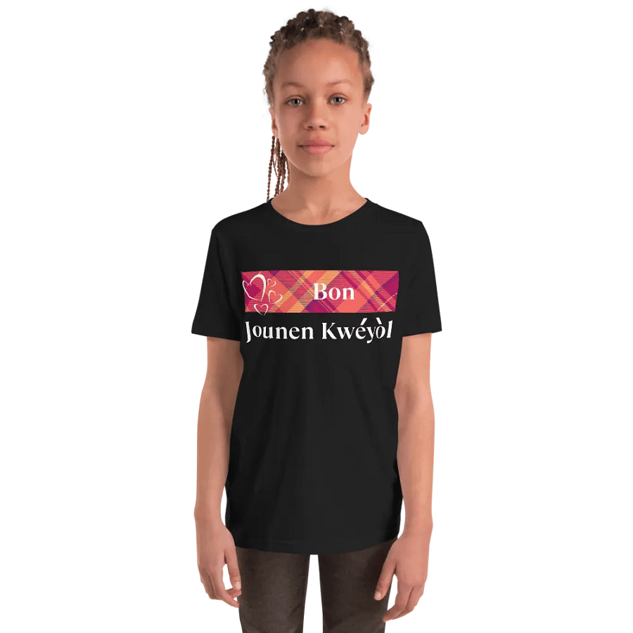 Bon Jounen Kwéyòl Madras Youth T-Shirt product image (2)