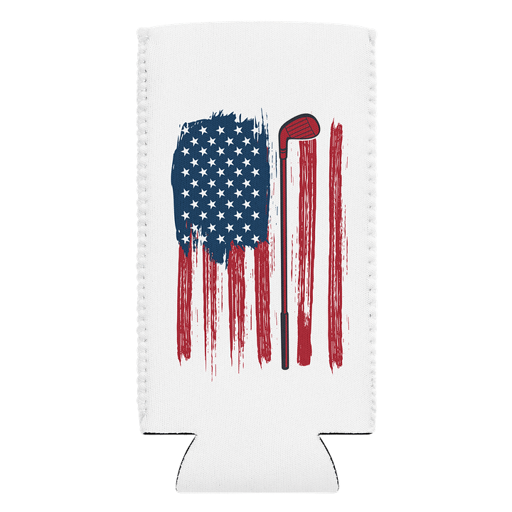 USA Flag Golfing Patriotic Can Cooler product image (1)