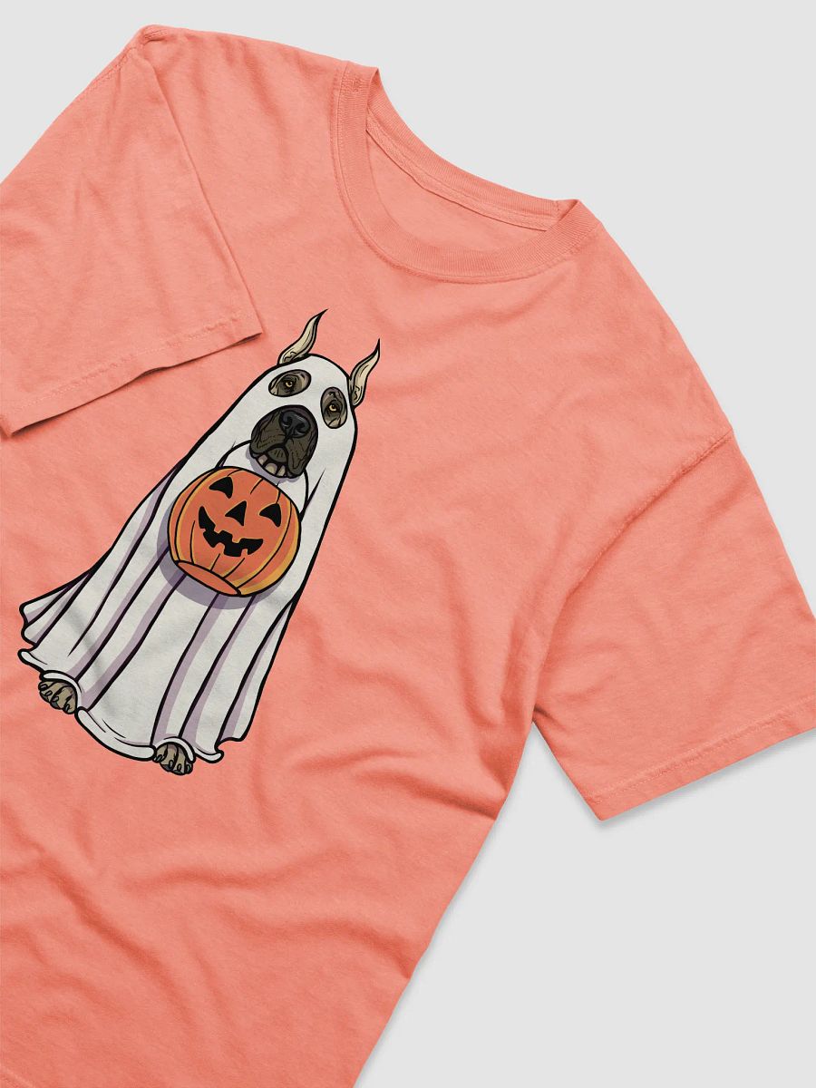 Funny Halloween Great Dane(Cropped Ears) T-Shirt | Funny Great Dane Wearing a Ghost Costume and Holding a Pumpkin Basket product image (24)
