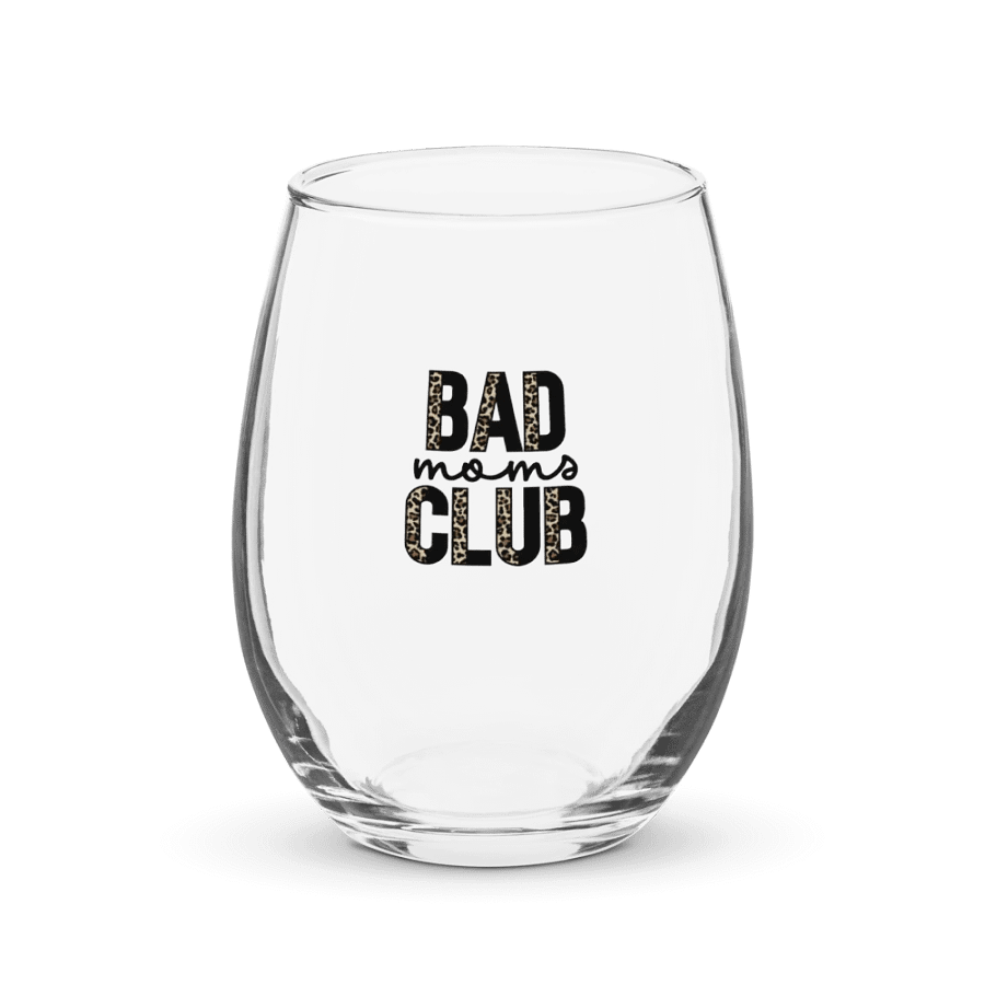 Leopard Print 'Bad Moms Club' Stemless Wine Glass product image (1)