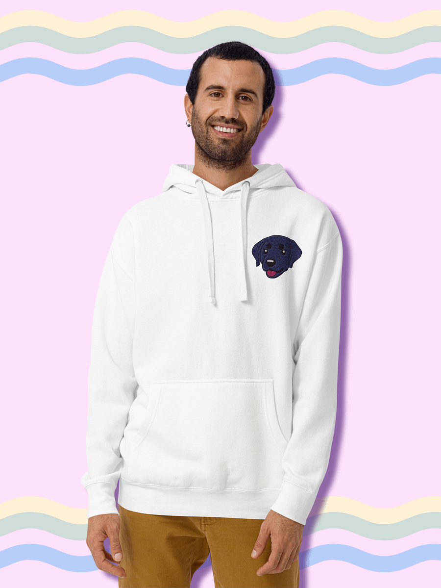 Happy Black Labrador Retriever Pup Embroidered Unisex Premium Hoodie product image (5)