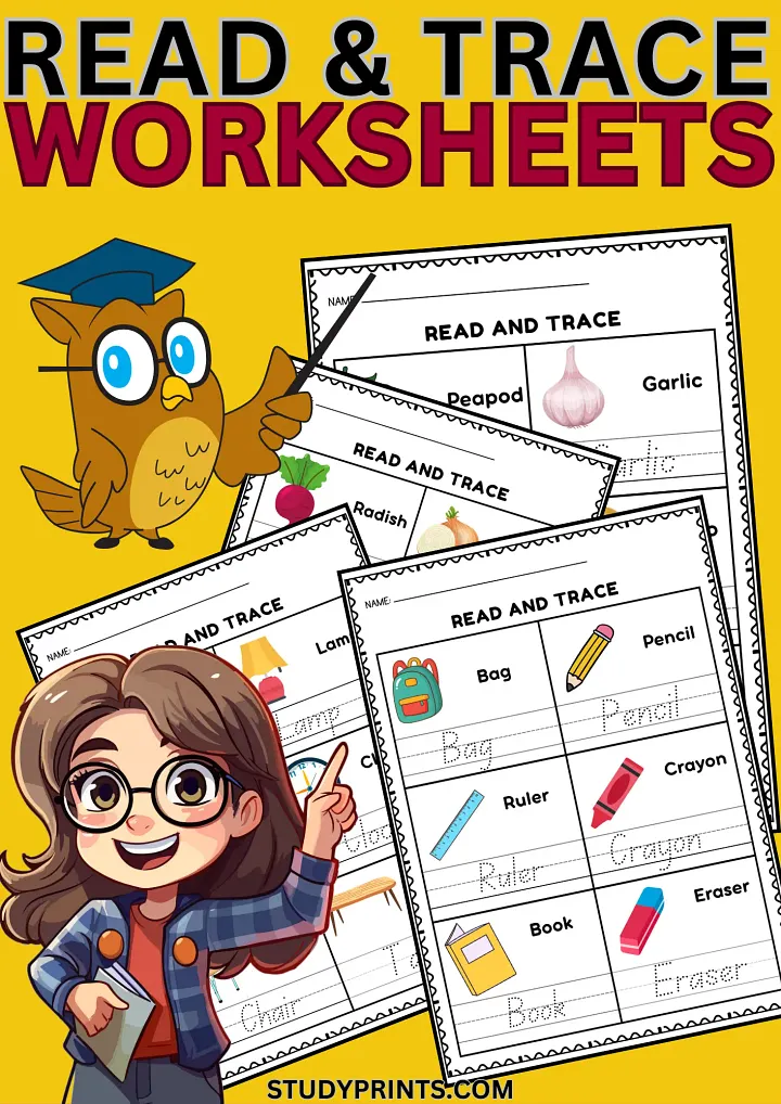 Read, Trace And Write Worksheet For 1st grade product image (1)