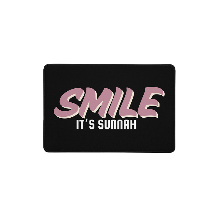 Black "Smile It's Sunnah" Desk Mat in Dusty Rose product image (1)