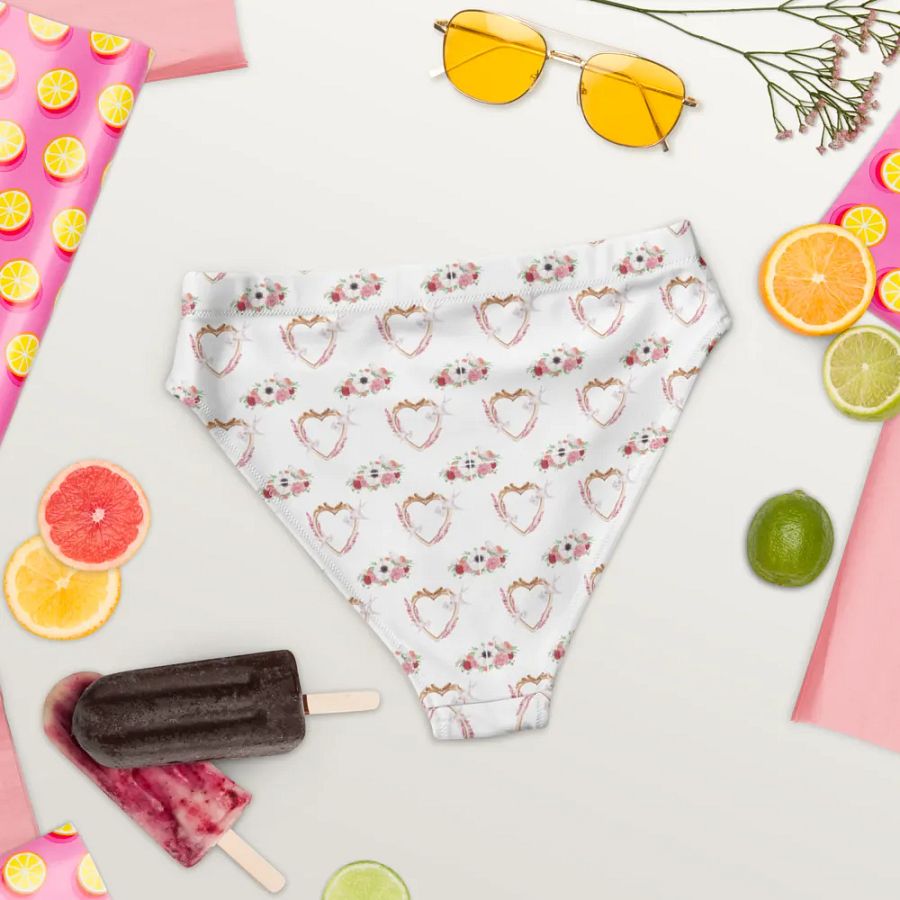 Watercolour Floral Pattern High Waisted Bikini Bottom - V6 product image (5)
