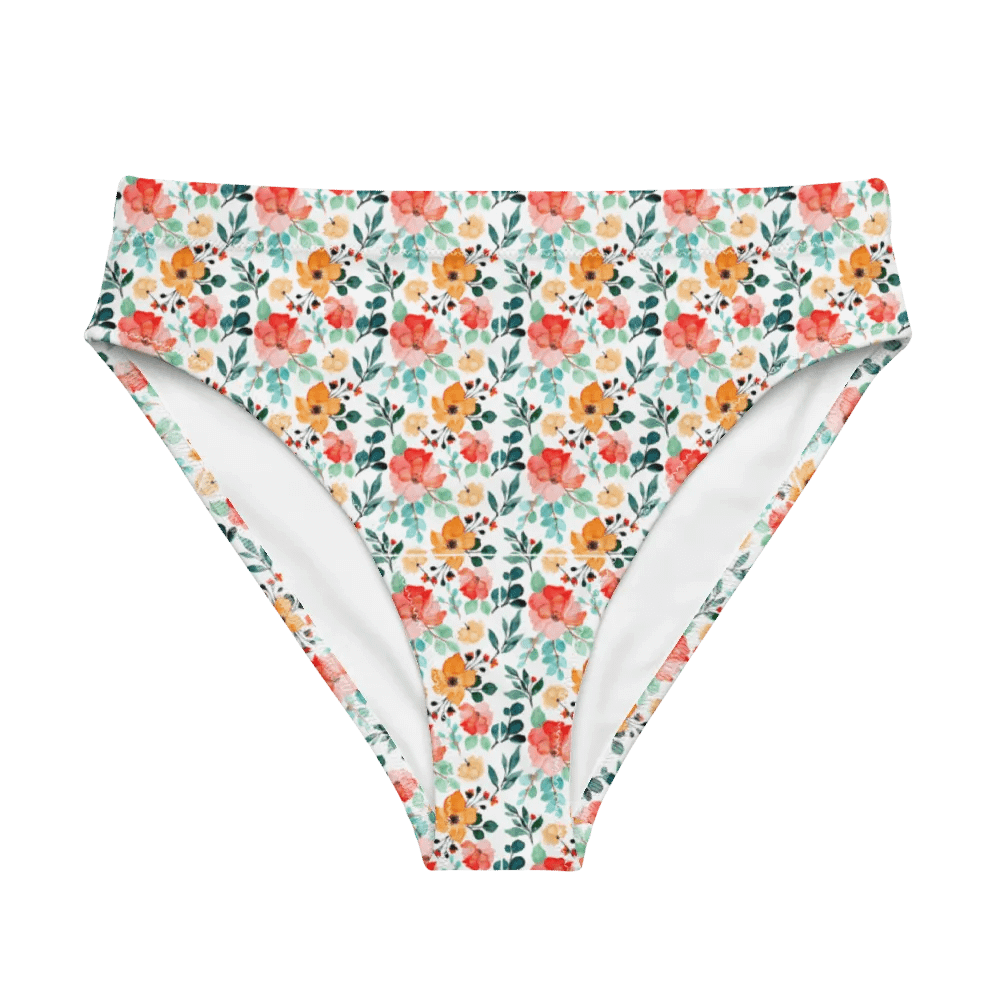 Watercolour Floral Pattern High Waisted Bikini Bottom - V4 product image (6)
