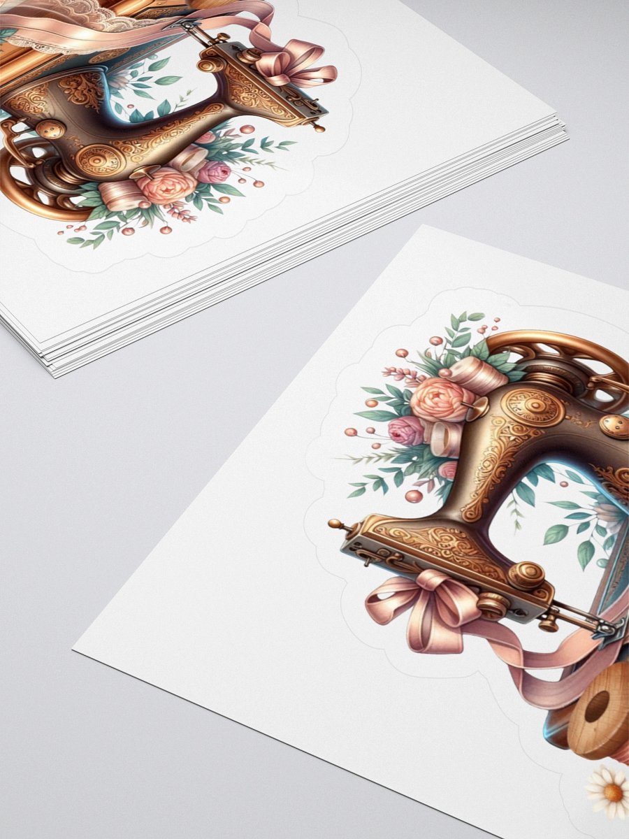 Vintage Sewing Machine Floral Kiss Cut Stickers product image (4)
