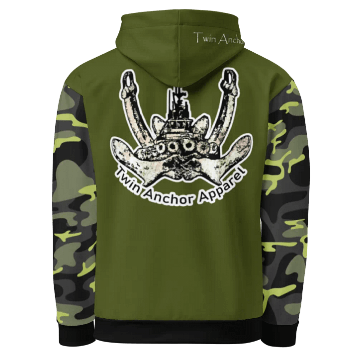 Camouflage & Green Twin Anchor Logo Hoodie product image (1)