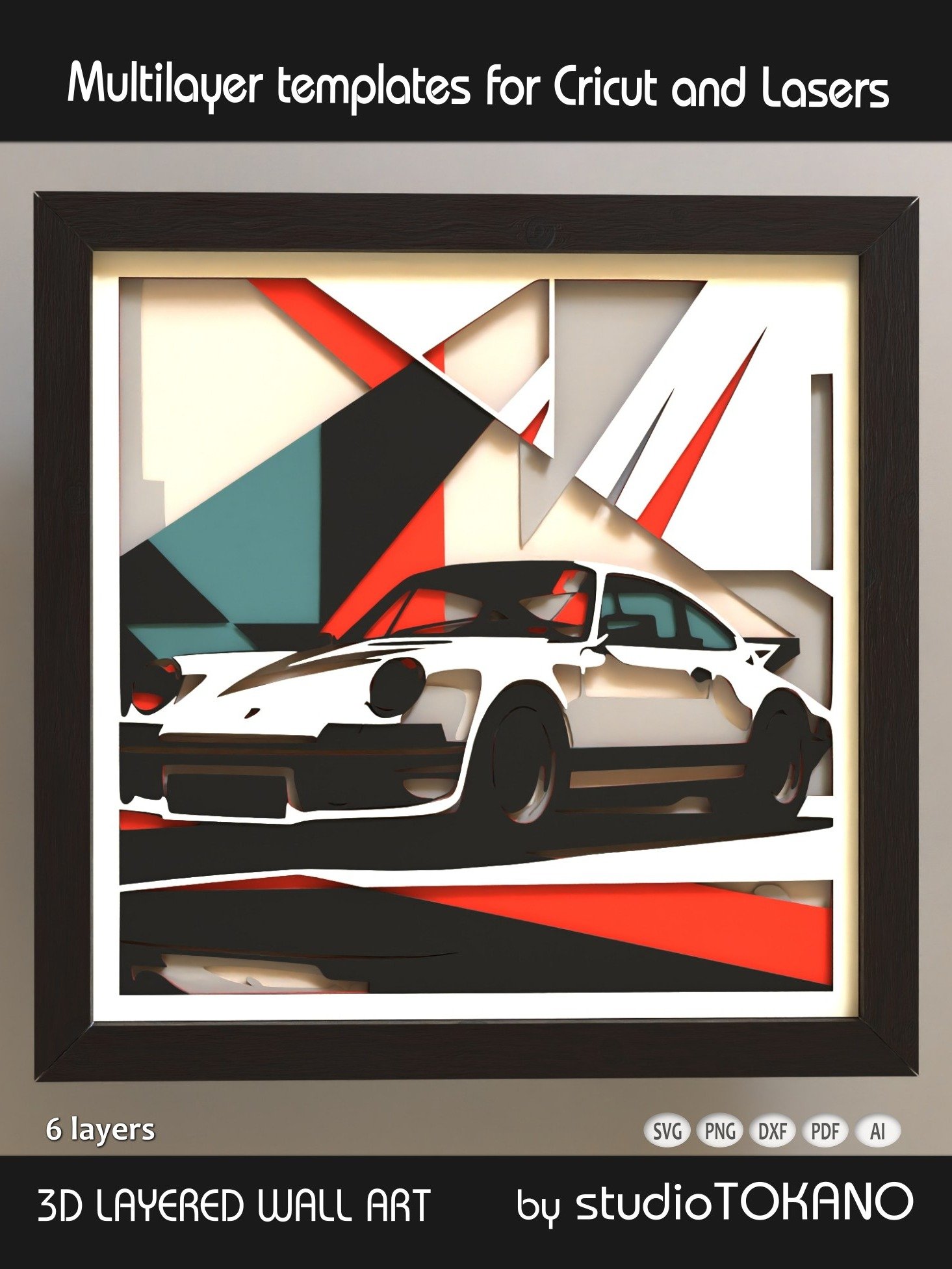 Porsche Shadow Box SVG product image (1)