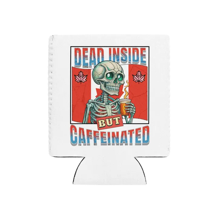 Dead Inside But Caffeinated Canada Skeleton Can Cooler product image (1)