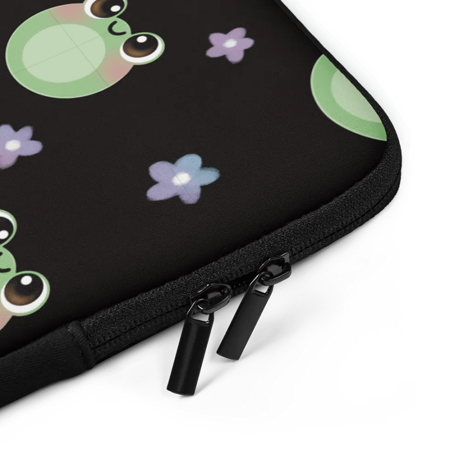 Froggy Pattern Laptop Sleeve (Black Background) product image (5)