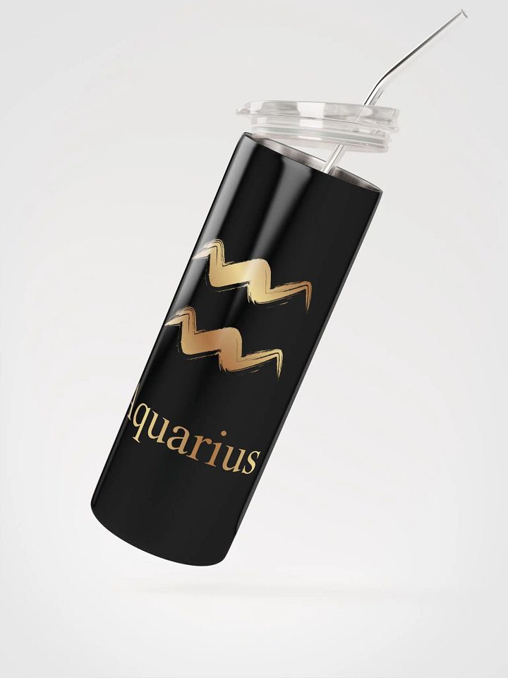 Golden Aquarius Sign Stainless Steel Tumbler: Zodiac Elegance! ♒ product image (2)