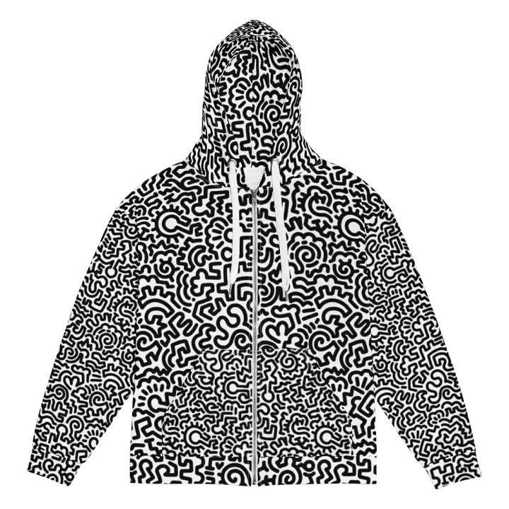 Black on White Doodle Zip Hoodie product image (1)