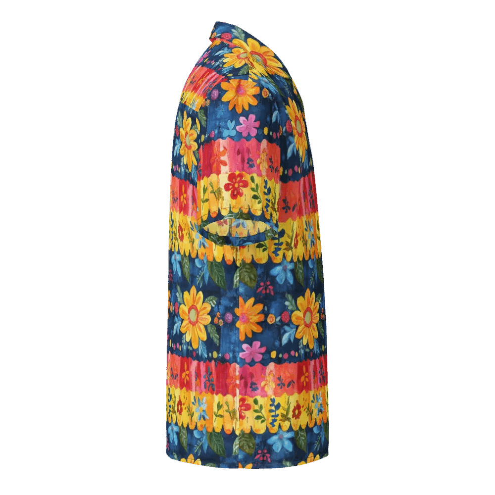 Mexican Folk Art Floral Pattern-Seamless Textured Stripe Hawaiian Shirt product image (4)