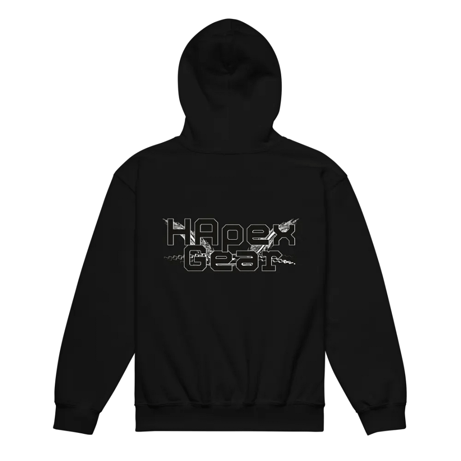 Youth Heavy Blend Hoodie - Embroidered - Black HApex Gear White Logo product image (6)
