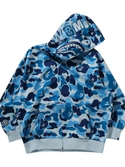 Bape Blue Camo Shark Hoodie product image (1)