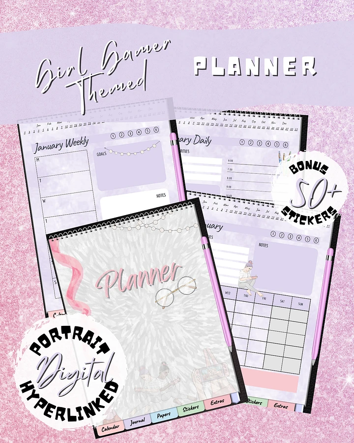Cute Girl Gamer Perpetual Planner - Digital Version - Goodnotes Compatible product image (1)