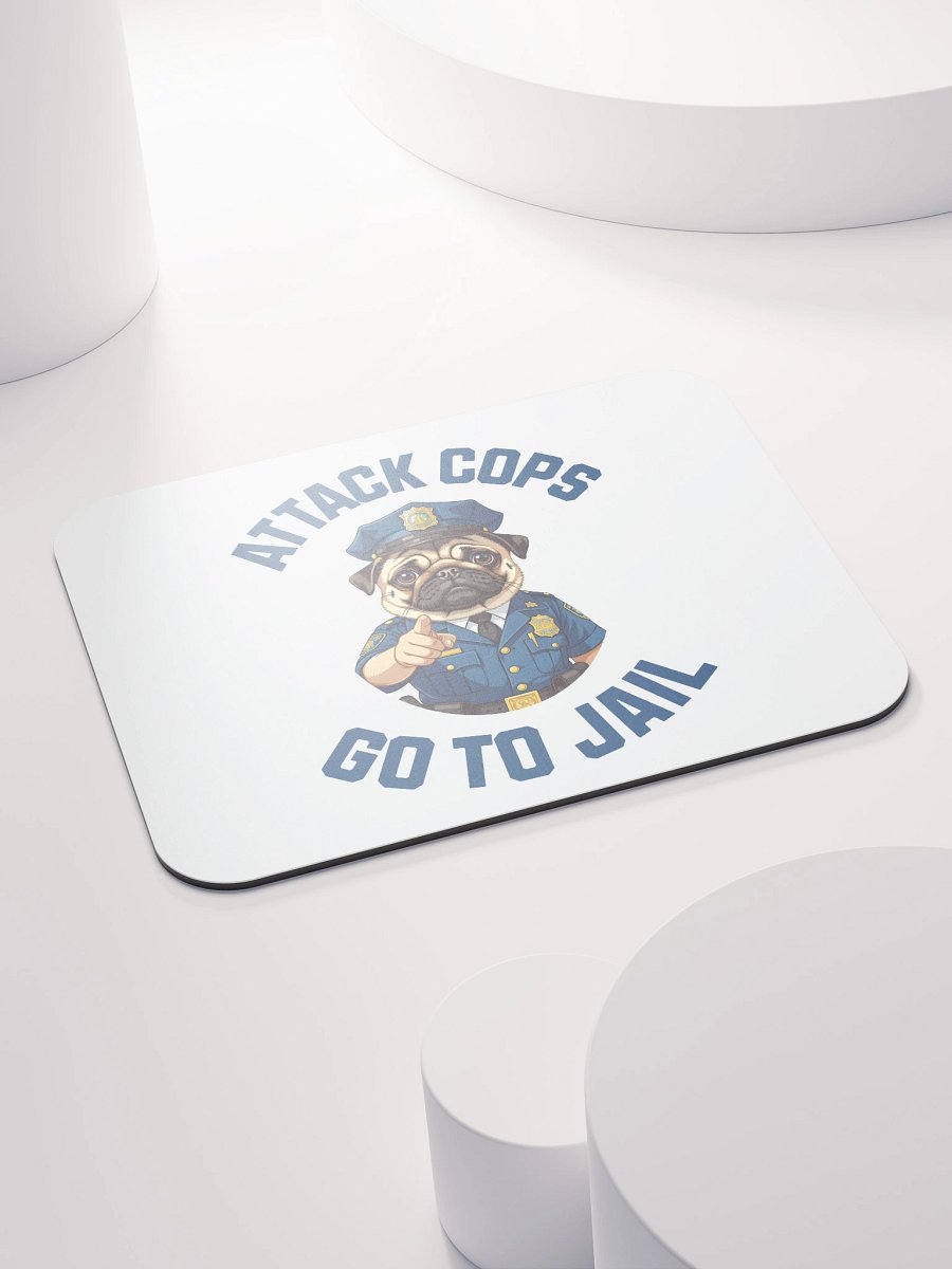"Attack Cops Go to Jail" mouse pad - blue ink product image (4)
