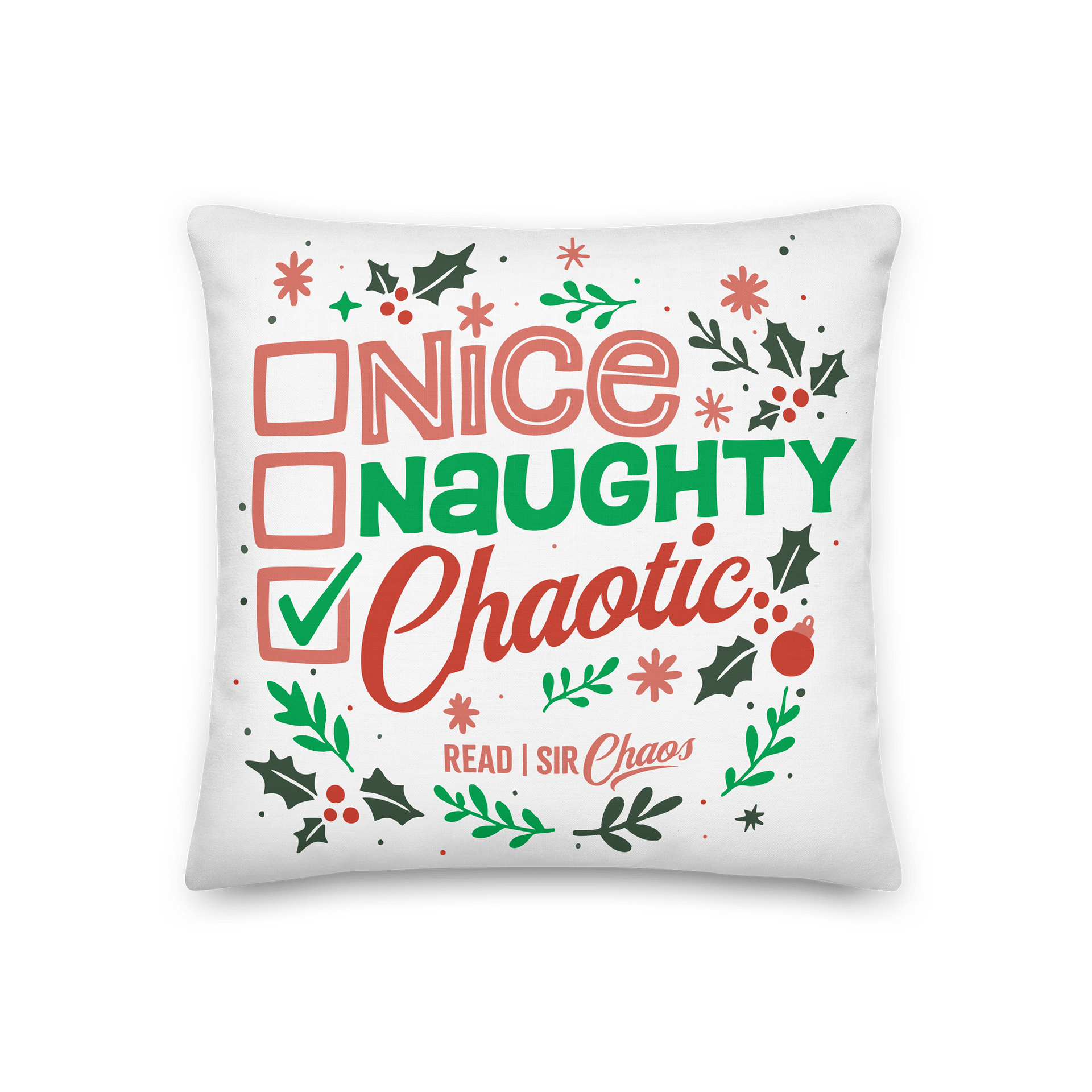 Nice, Naughty, Chaotic White Pillow product image (1)