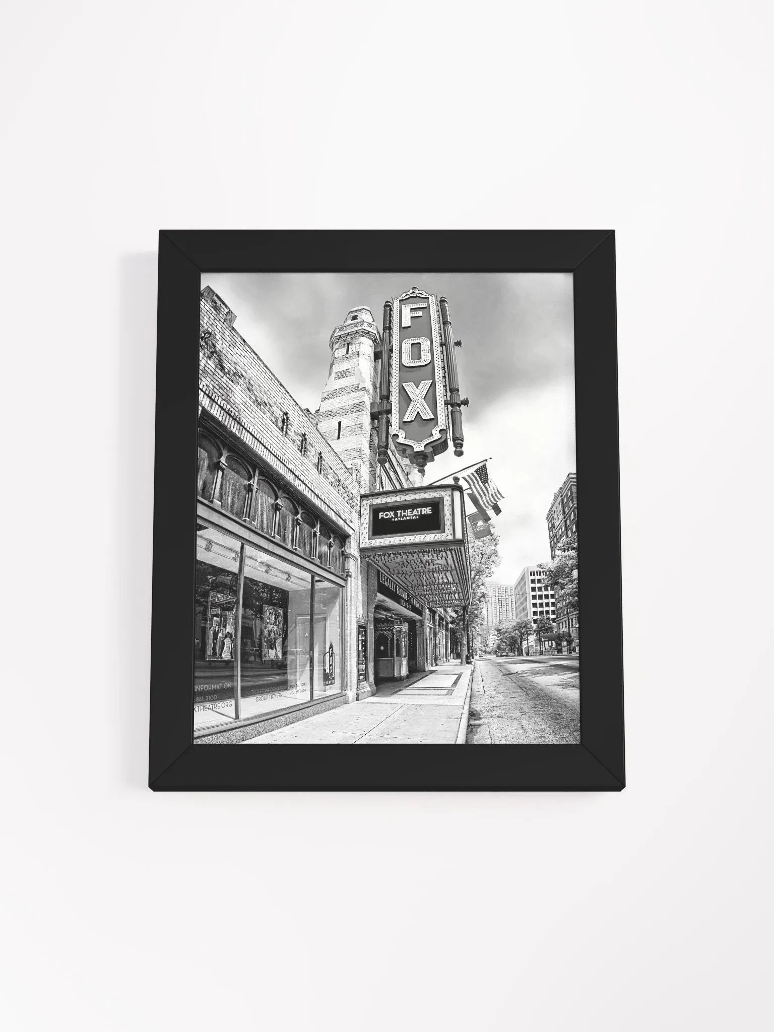 The Fox Theatre – Atlanta Black And White Studio Framed Print product image (1)