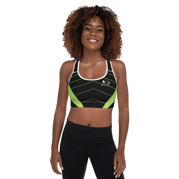 Black and green pattern base All-Over Print Padded Sports Bra. product image (1)