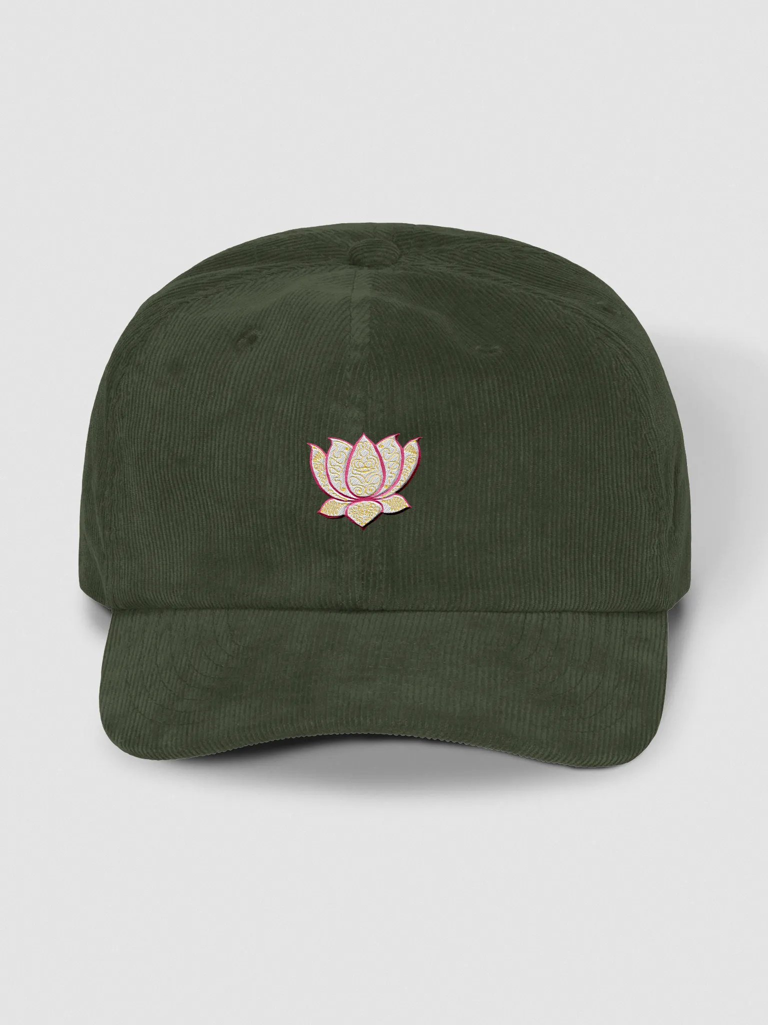 Golden Lotus Corduroy Dad Hat product image (1)