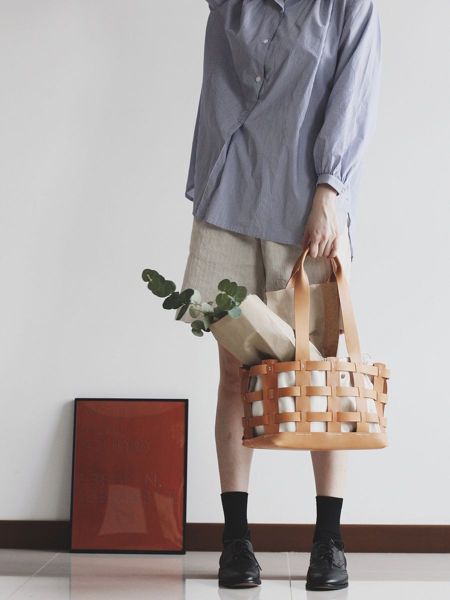 Vegetable Tanned Leather Caged Tote Bag - Large product image (10)