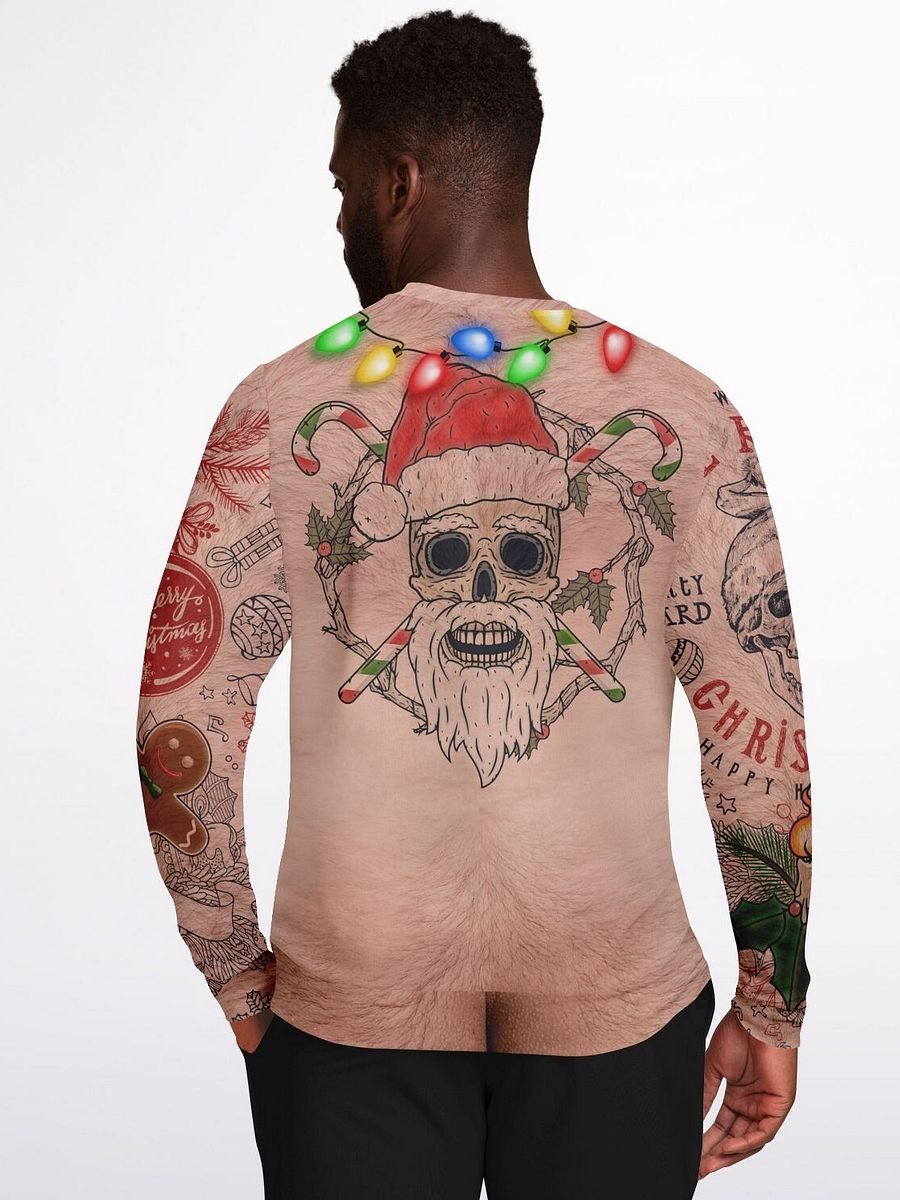 Xmas Life Tattoo Christmas Sweater - Hairy Chest Funny Holiday Sweatshirt - Alternative Santa Skull Design with LED String Lights (Unisex) product image (8)