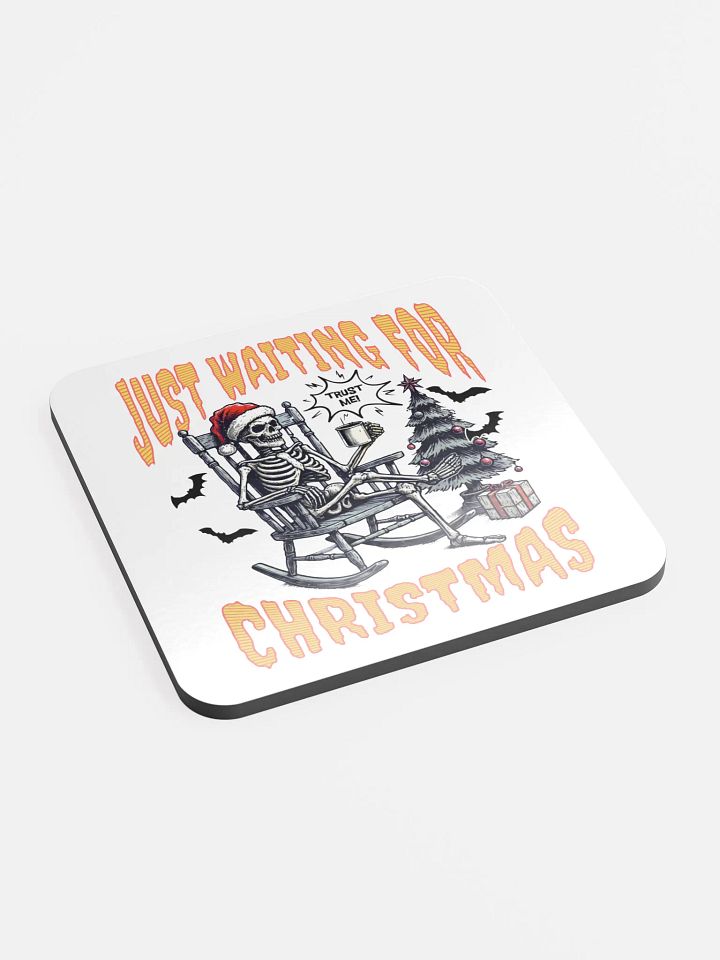 Just Waiting For Christmas Santa Skeleton Cork Coaster product image (2)
