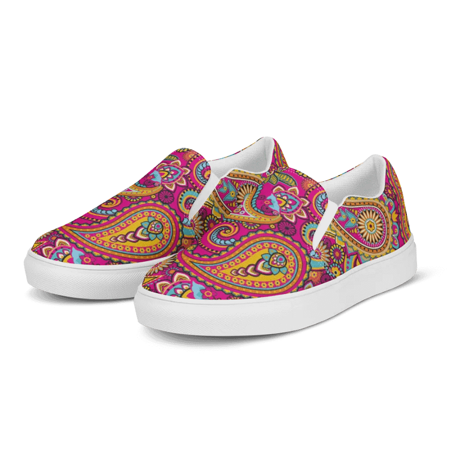 Pink Paisley Slip On Women's Canvas Footwear product image (2)