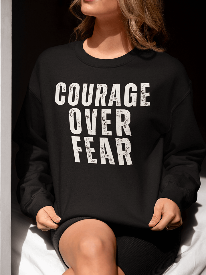 Courage Over Fear Distressed Gildan Sweatshirt product image (1)