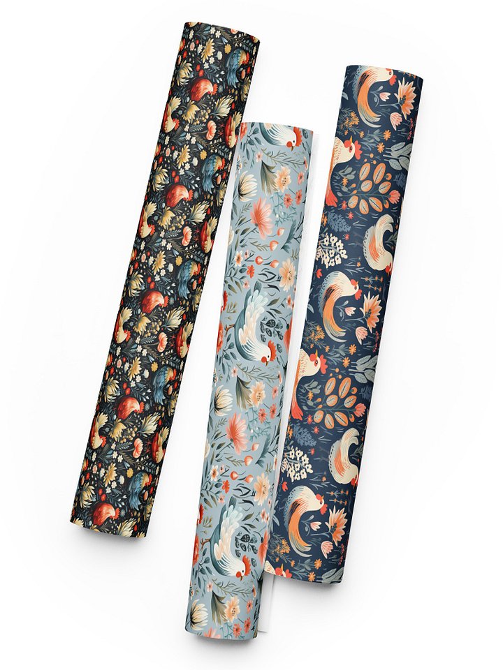 Floral Illustration Chicken Wrapping Paper Sheet SET product image (2)