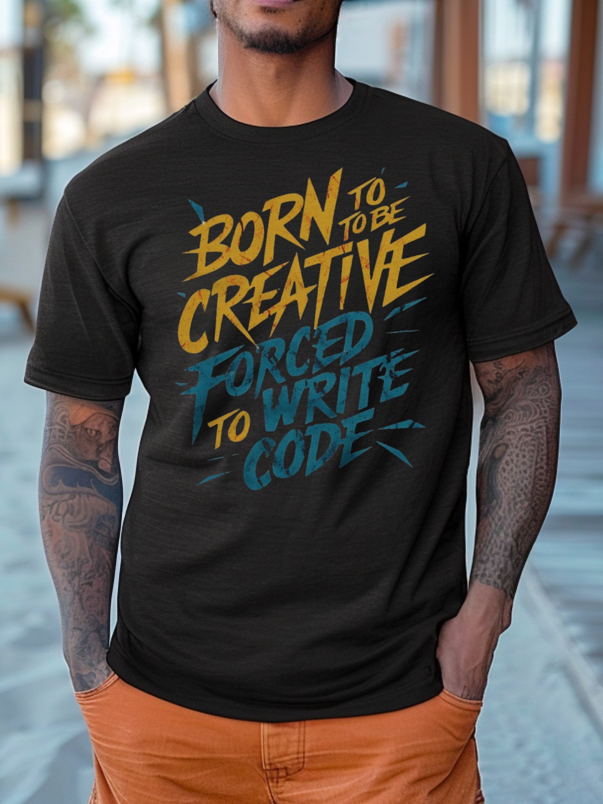 Born To Be Creative Forced To Write Code Unisex T-shirt product image (1)