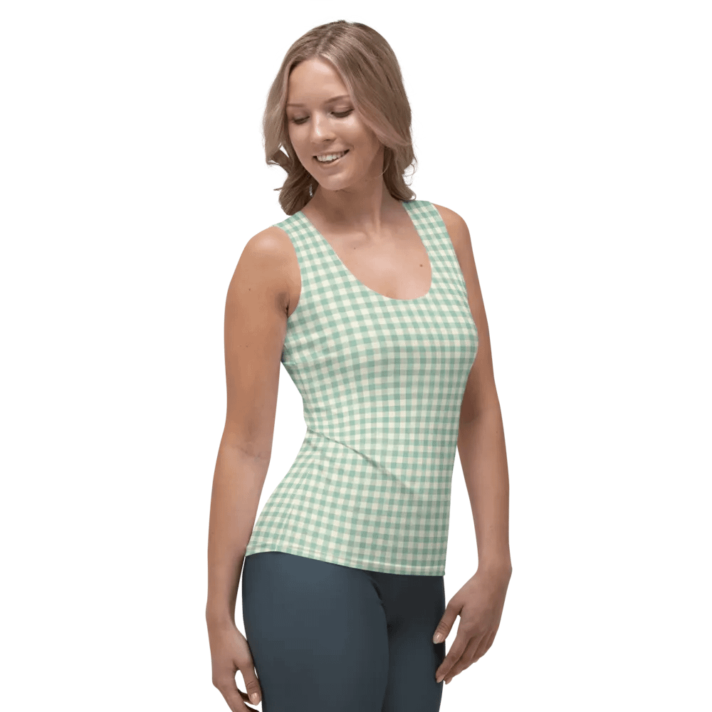 ALL-OVER PRINT GREEN VINTAGE PATTERN WOMEN'S TANK TOP product image (4)
