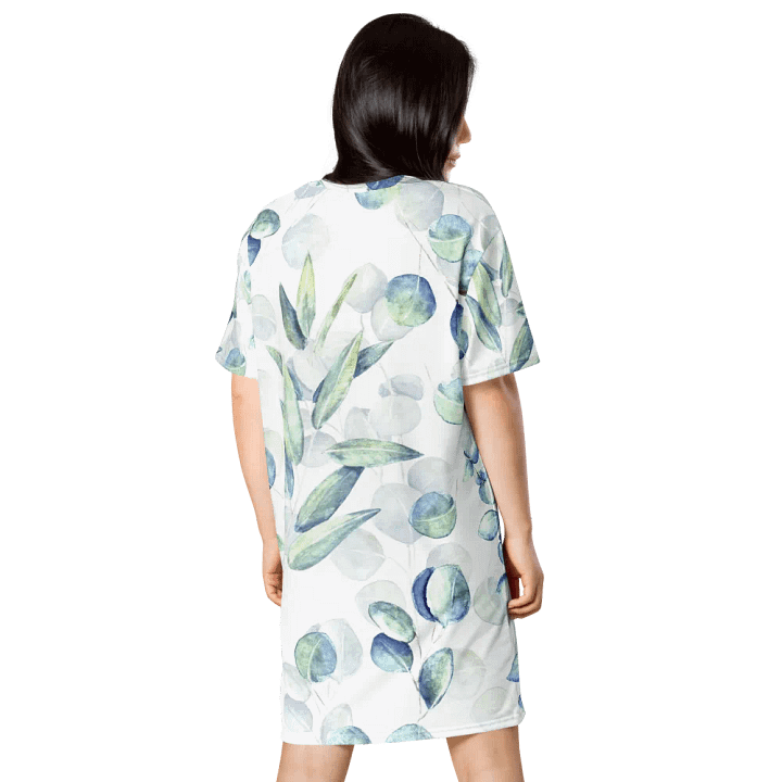 Watercolour Eucalyptus Branches and Leaves Pattern T-shirt Dress product image (2)