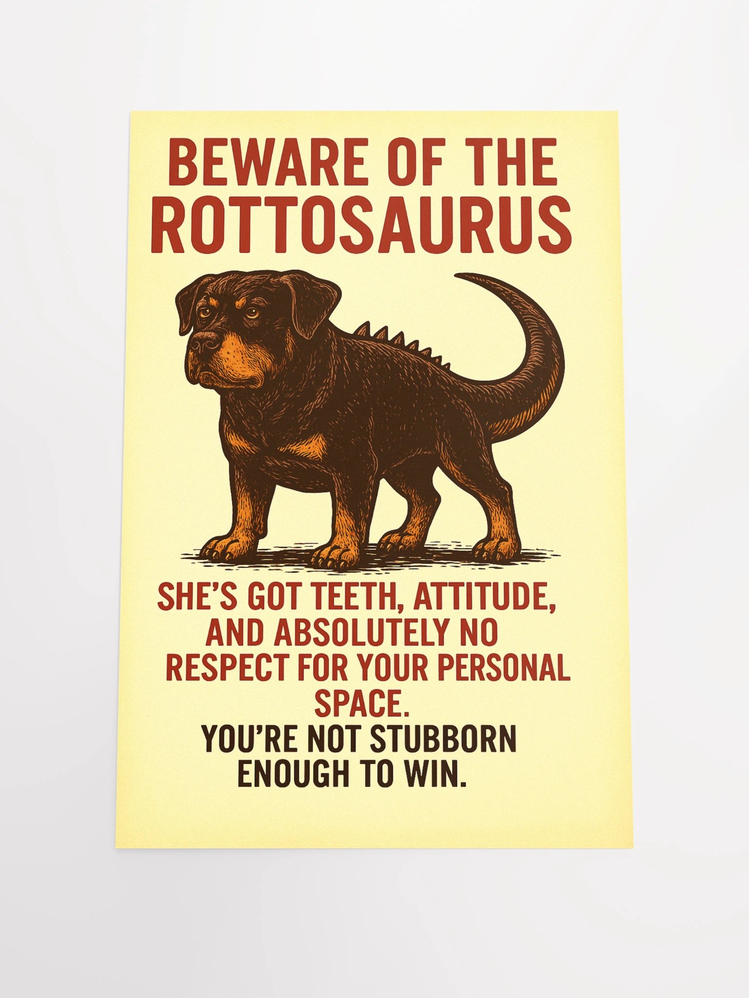 Beware of the Rottosaurus Poster (She Version) product image (2)
