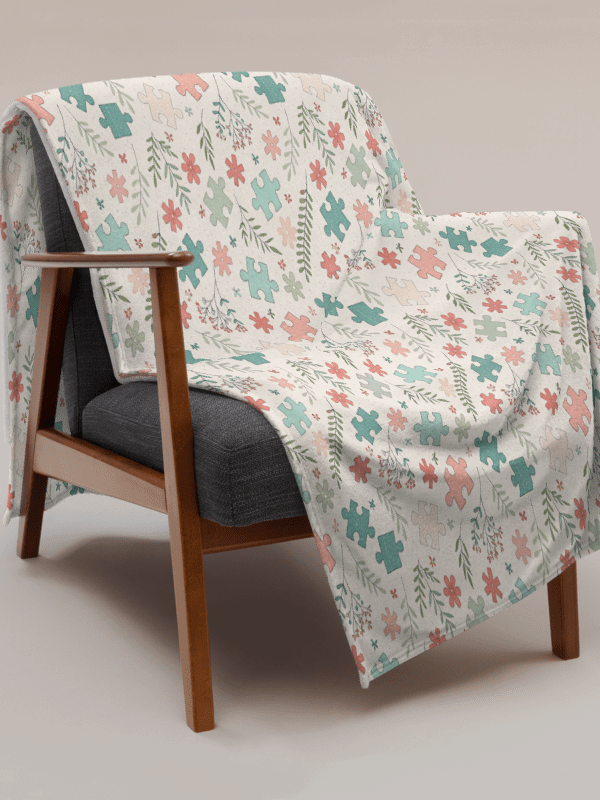 Cozy Fuzz: Pastel Floral Puzzle Printed Throw Blanket product image (6)