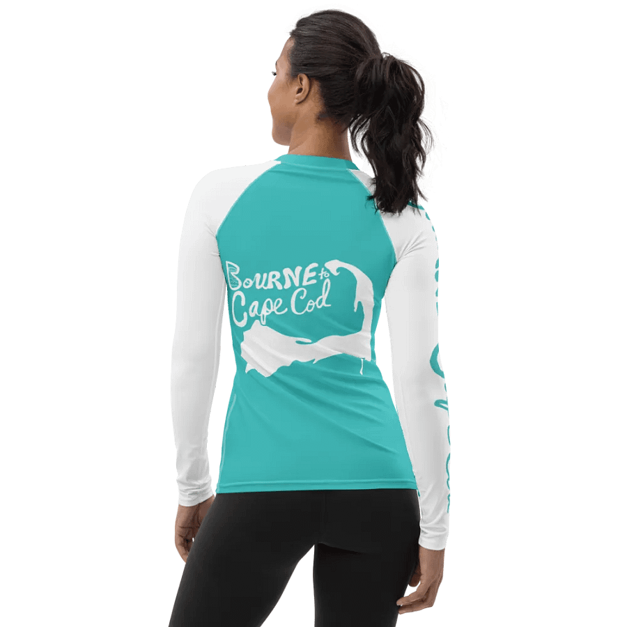 BOURNE to Cape Cod™ | Women's Rash Guard | BRN.2C.C.™ | Dark Turquoise & White product image (2)